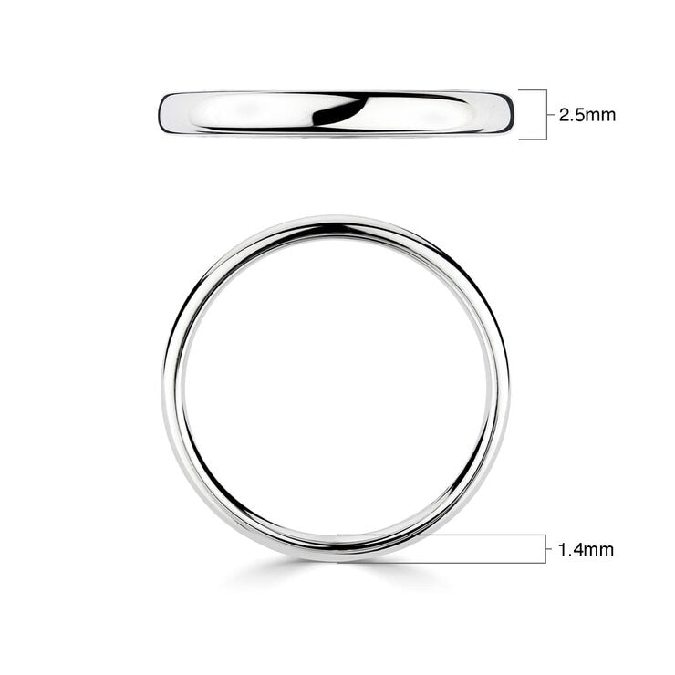 Classic court wedding ring 2.5mm - British product