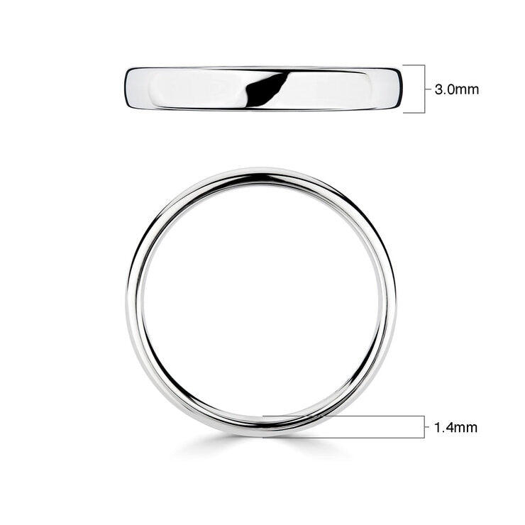 Classic Court wedding ring 18ct white gold 3.0mm (British brand)
