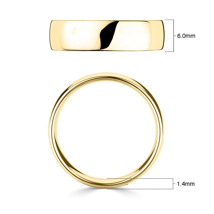 Costco 6.0mm classic court wedding ring 18ct yellow gold - British product