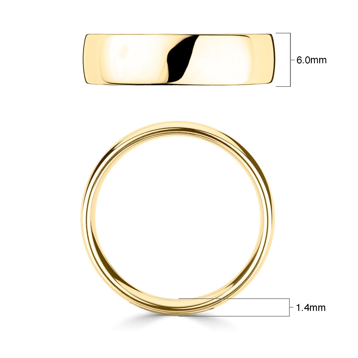 Costco 6.0mm classic court wedding ring 18ct yellow gold - British product