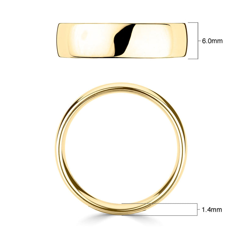 Costco 6.0mm classic court wedding ring 18ct yellow gold - British product