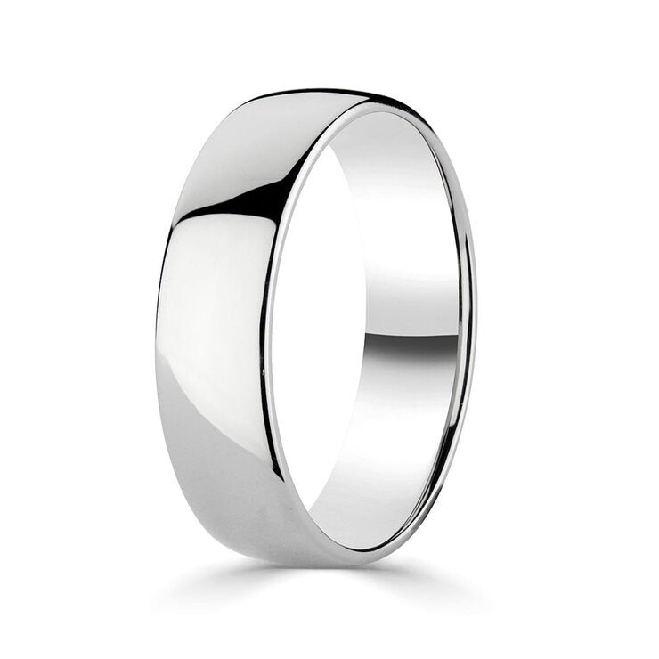 Costco 18ct white gold Classic Court wedding ring 6.0mm, imported from the UK