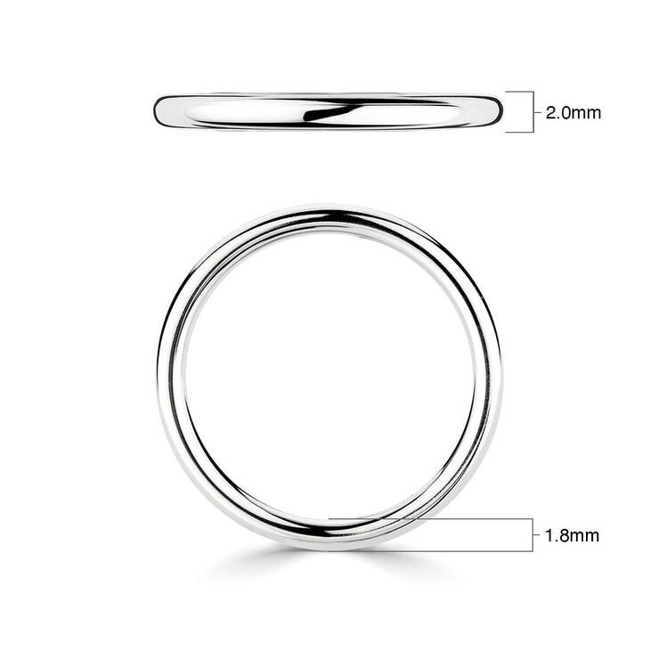 Luxury court wedding ring 18ct white gold 2.0mm (British brand)