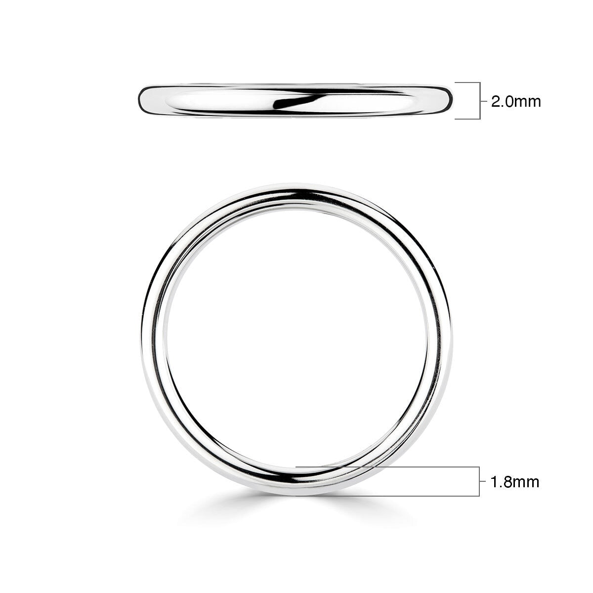Luxury court wedding ring 18ct white gold 2.0mm (British brand)