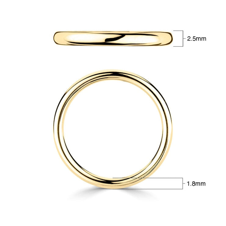 Luxury court wedding ring 18ct yellow gold 2.5mm (British brand)