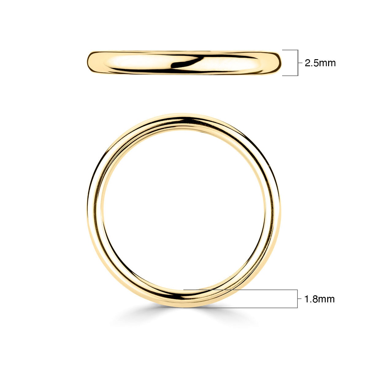 Luxury court wedding ring 18ct yellow gold 2.5mm (British brand)