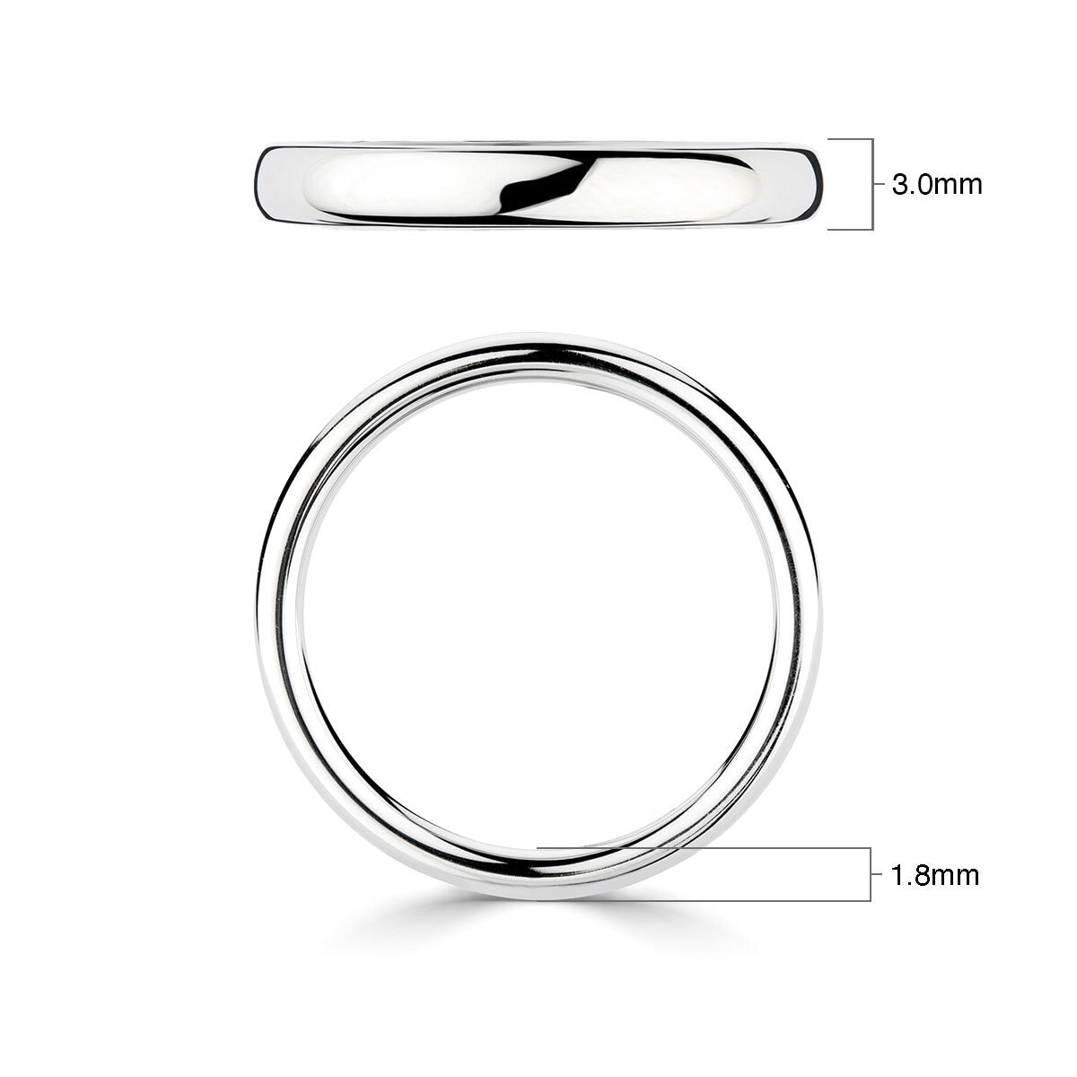 Costco Luxury Court wedding ring 18ct white gold 3.0mm, imported from the UK