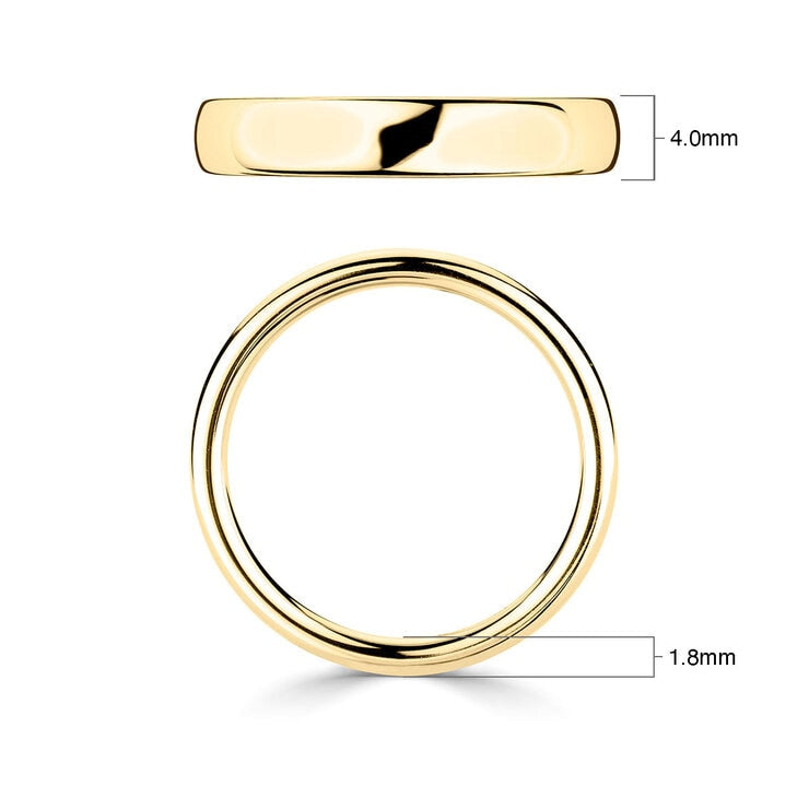 4.0mm court wedding ring 18ct yellow gold, UK version
