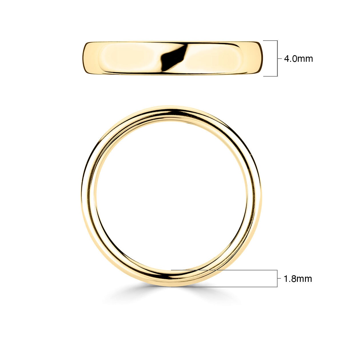 4.0mm court wedding ring 18ct yellow gold, UK version