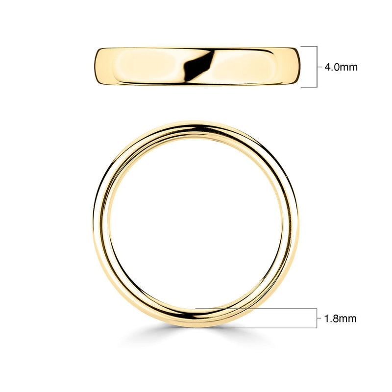4.0mm court wedding ring 18ct yellow gold, UK version