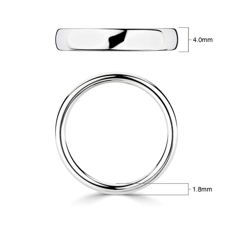 Luxury court wedding ring 18ct white gold 4.0mm - British product