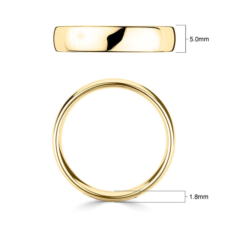 Luxury court wedding ring 18ct yellow gold 5.0mm - British product