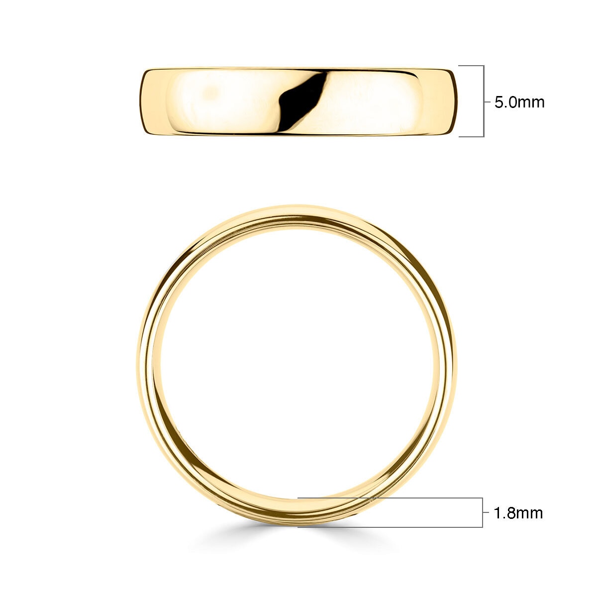 Luxury court wedding ring 18ct yellow gold 5.0mm - British product