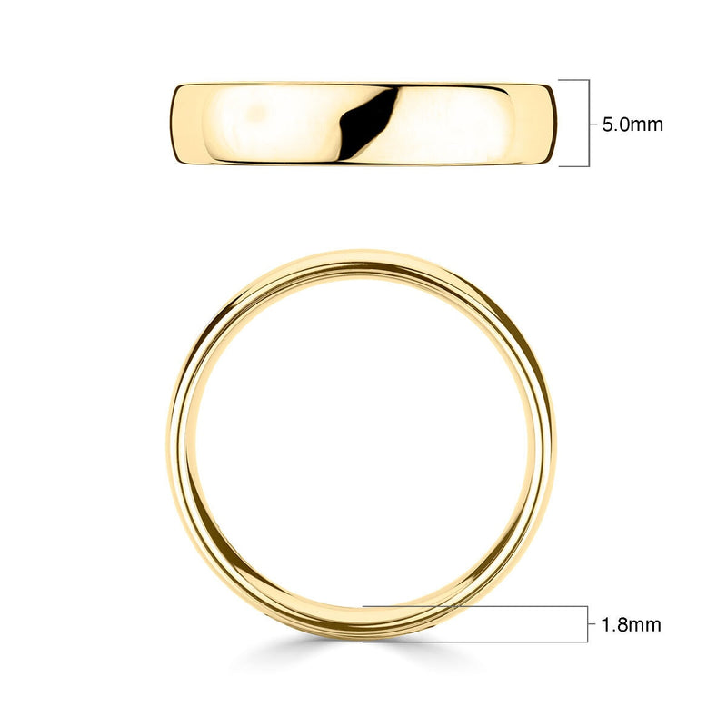 Luxury court wedding ring 18ct yellow gold 5.0mm - British product