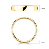 Luxury court wedding ring 18ct yellow gold 5.0mm - British product