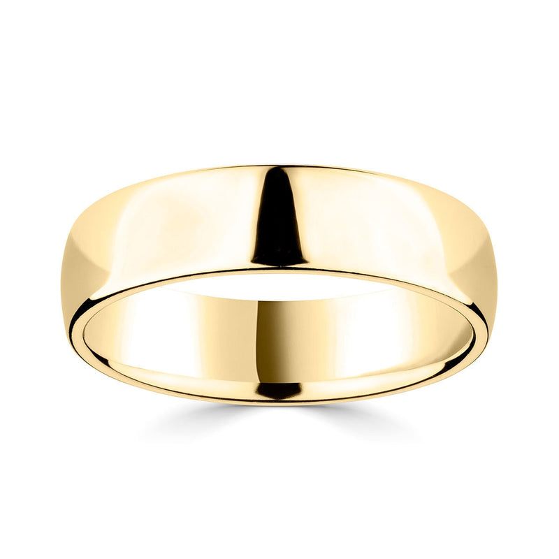 18ct yellow gold luxury court wedding ring 6mm (British brand)