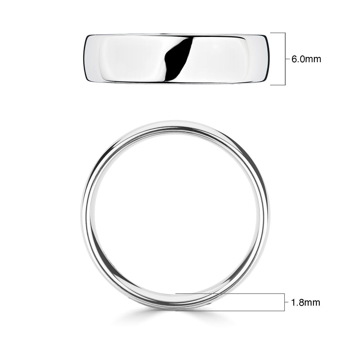 18ct white gold wedding ring luxury court 6.0mm - British product
