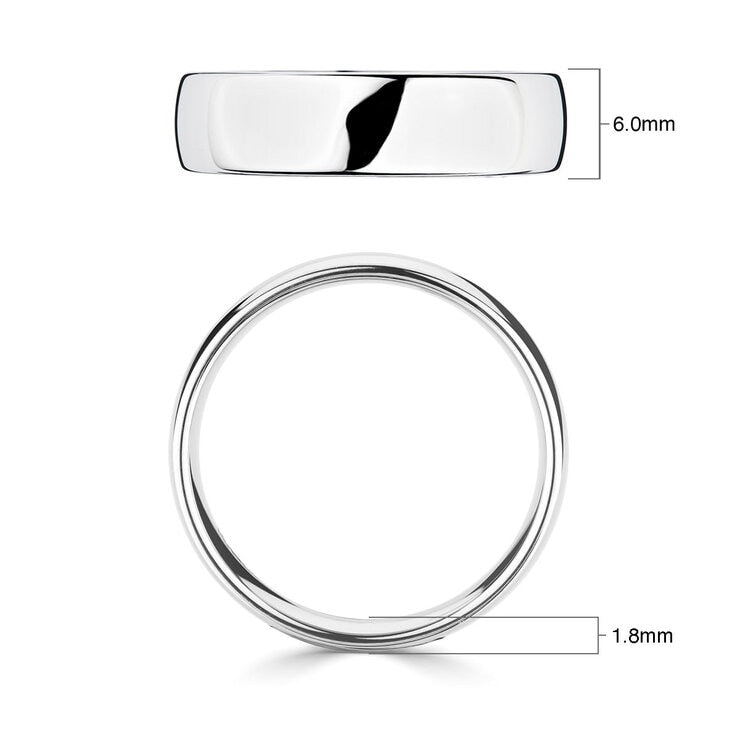 6.0mm platinum luxury court wedding ring (British brand)