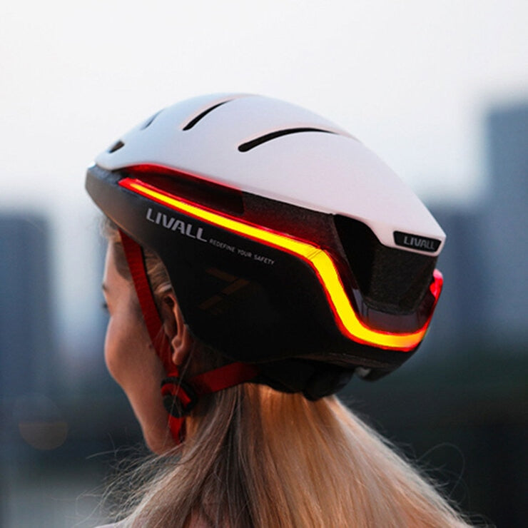 Livall EVO21 smart bike helmet in Snow White colour (British brand)