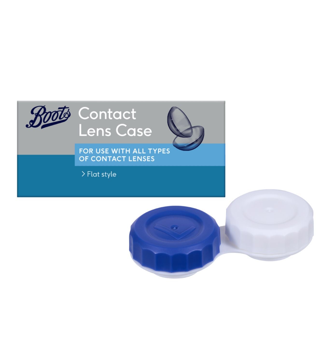 Boots contact lens case flat style for lens storage, imported from the UK