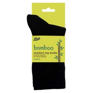 Boots Bamboo Comfort Top Schwarze Socken 3 Paar Pack Größe 4-7