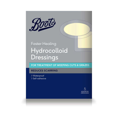 Pansements hydrocolloïdes à cicatrisation rapide Boots, paquet de 5 pansements assortis