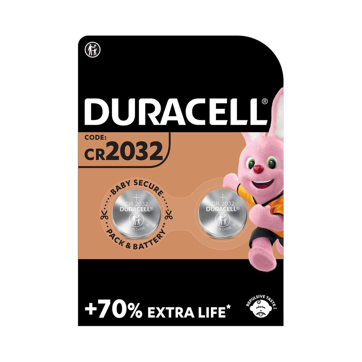 Duracell 2032 بطارية ليثيوم عملة معدنية عبوة من 2، مستوردة من المملكة المتحدة