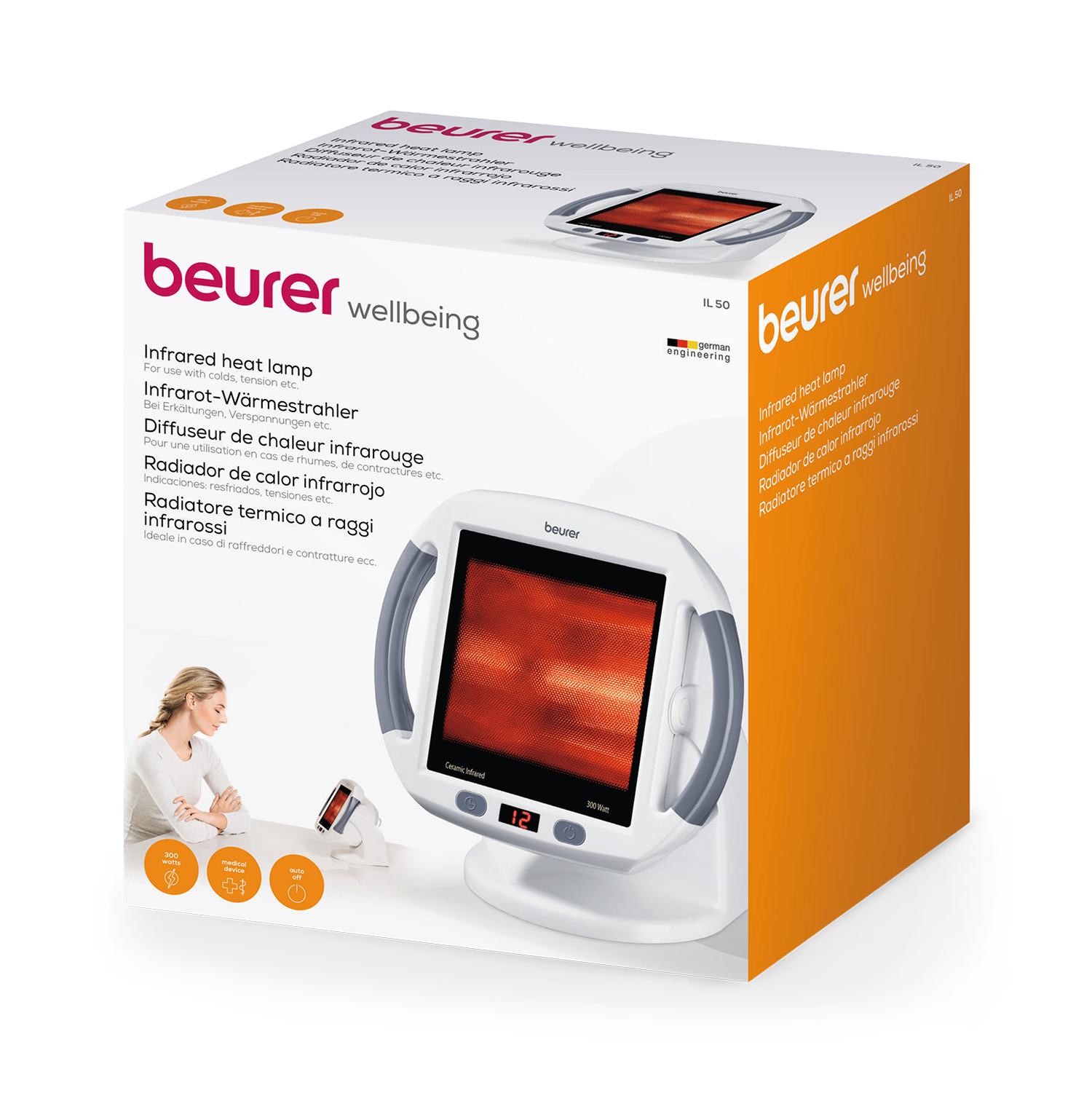 Beurer infrared lamp for colds and muscle strains 300w, imported from the UK