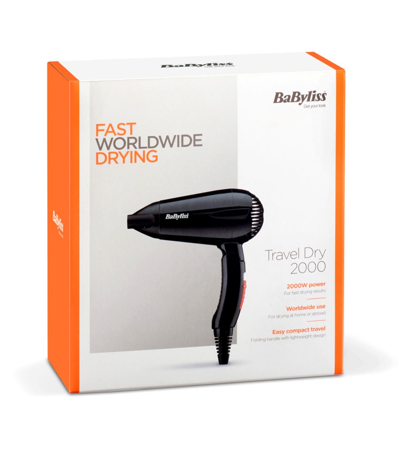 BaByliss Compact Travel Hair Dryer 2000W - British product