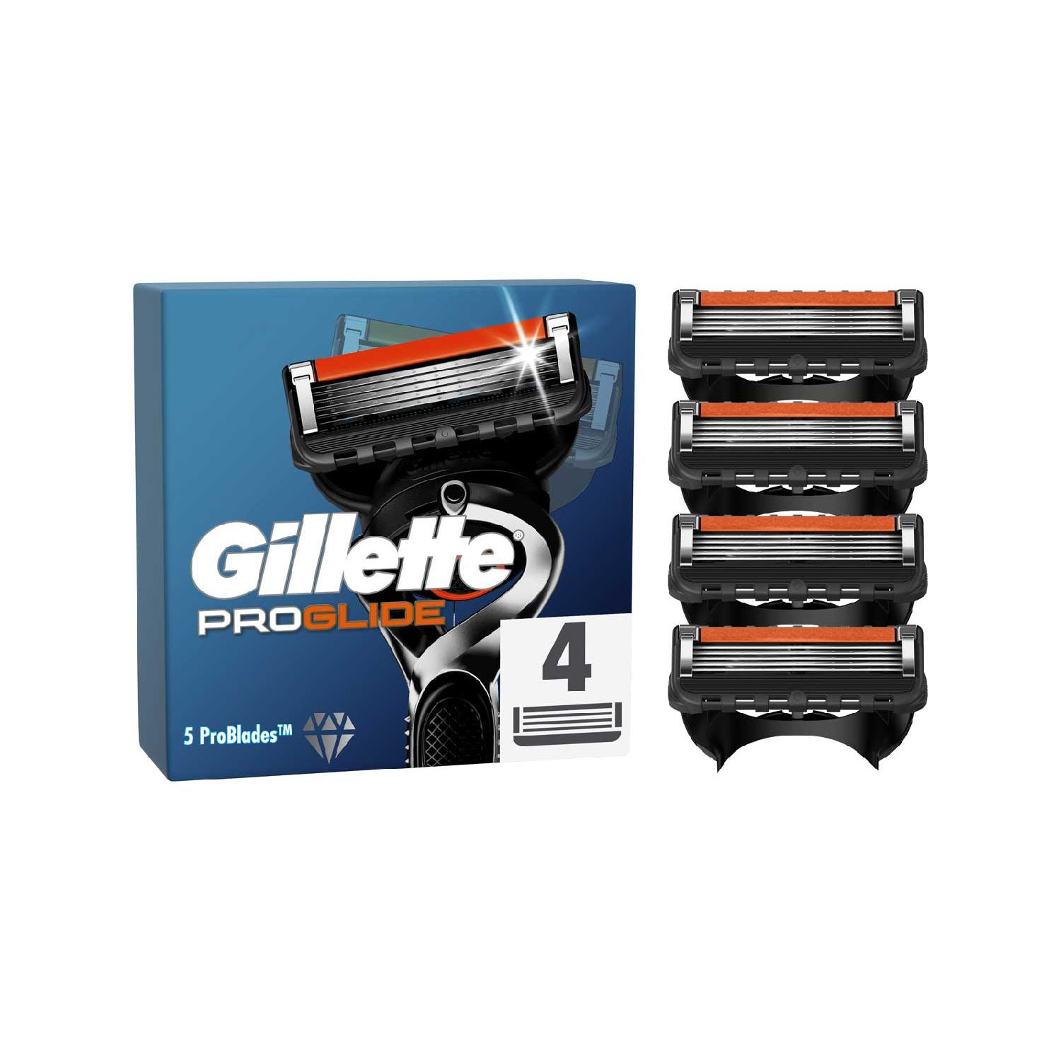 Gillette ProGlide Razor Refills for Men, 4 Razor Blade Refills
