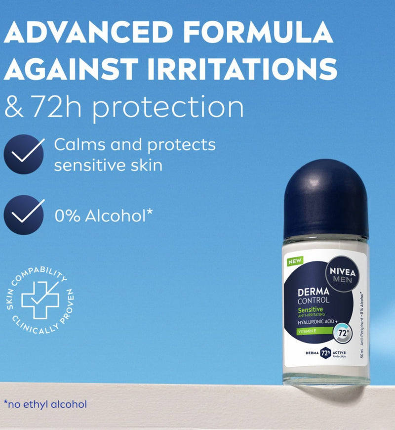 مزيل عرق رول أون NIVEA Men sensitive 50 مل (علامة تجارية بريطانية)