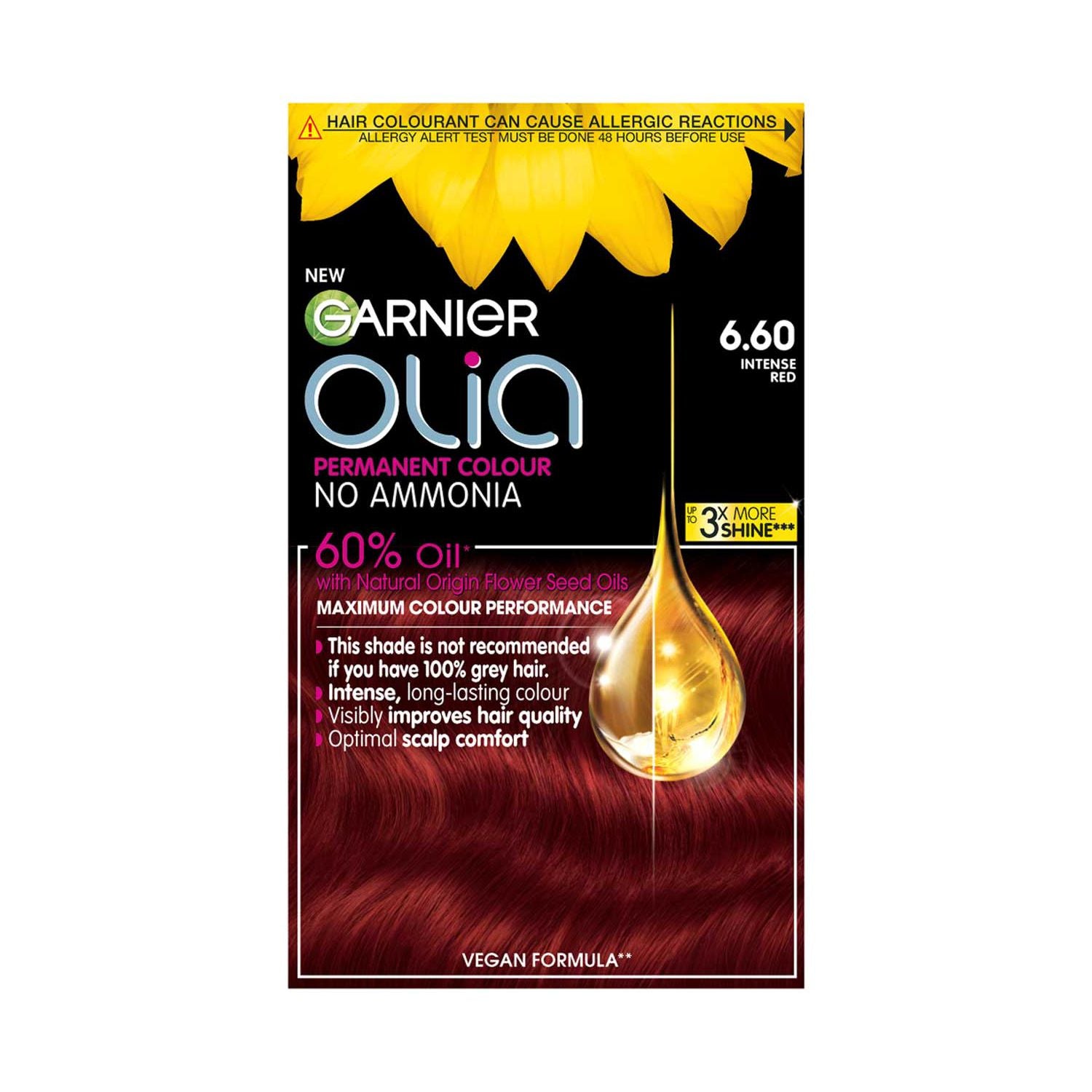 صبغة الشعر الدائمة Garnier Olia 6.60 أحمر قوي (علامة تجارية بريطانية)