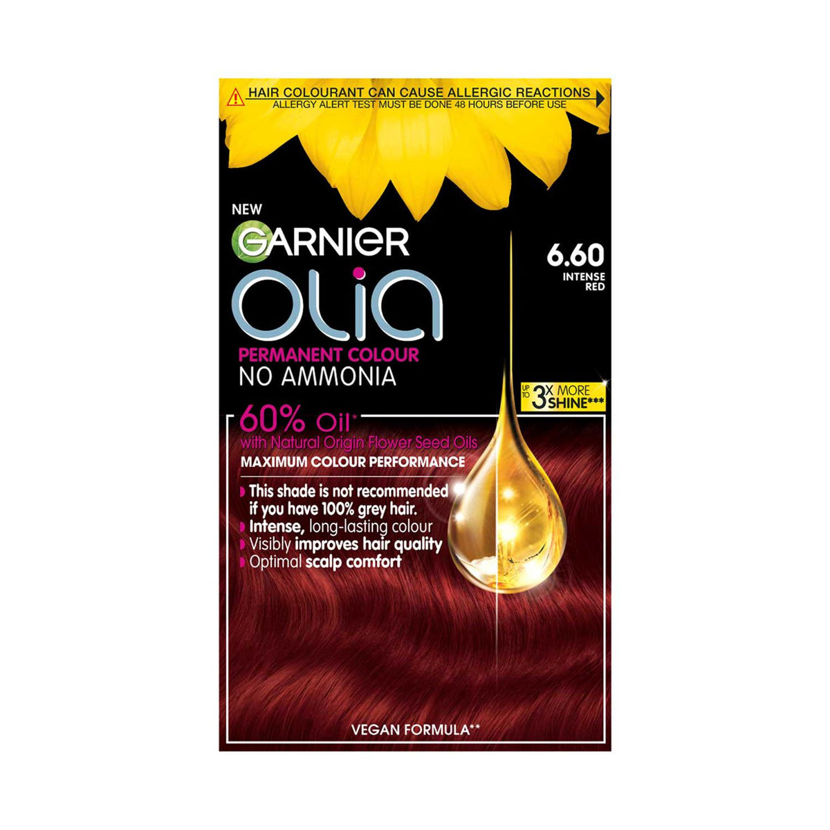 صبغة الشعر الدائمة Garnier Olia 6.60 أحمر قوي (علامة تجارية بريطانية)
