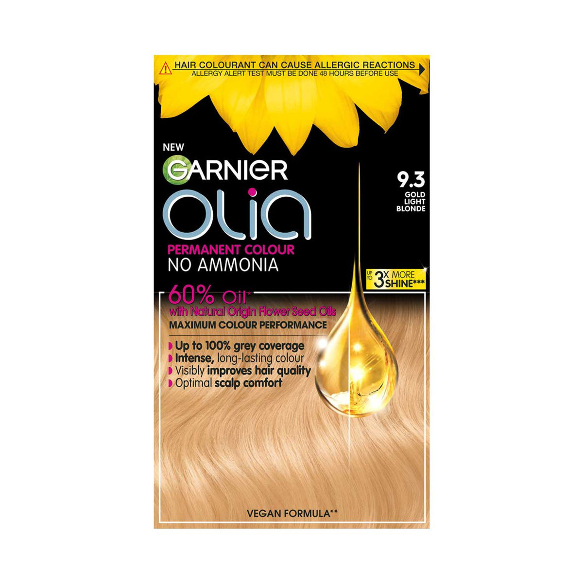 Garnier Olia 9.3 Gold Light Blonde hair dye (British brand)