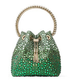 Jimmy Choo Bon Bon embellished top-handle bag with crystal and chain, imported from the UK