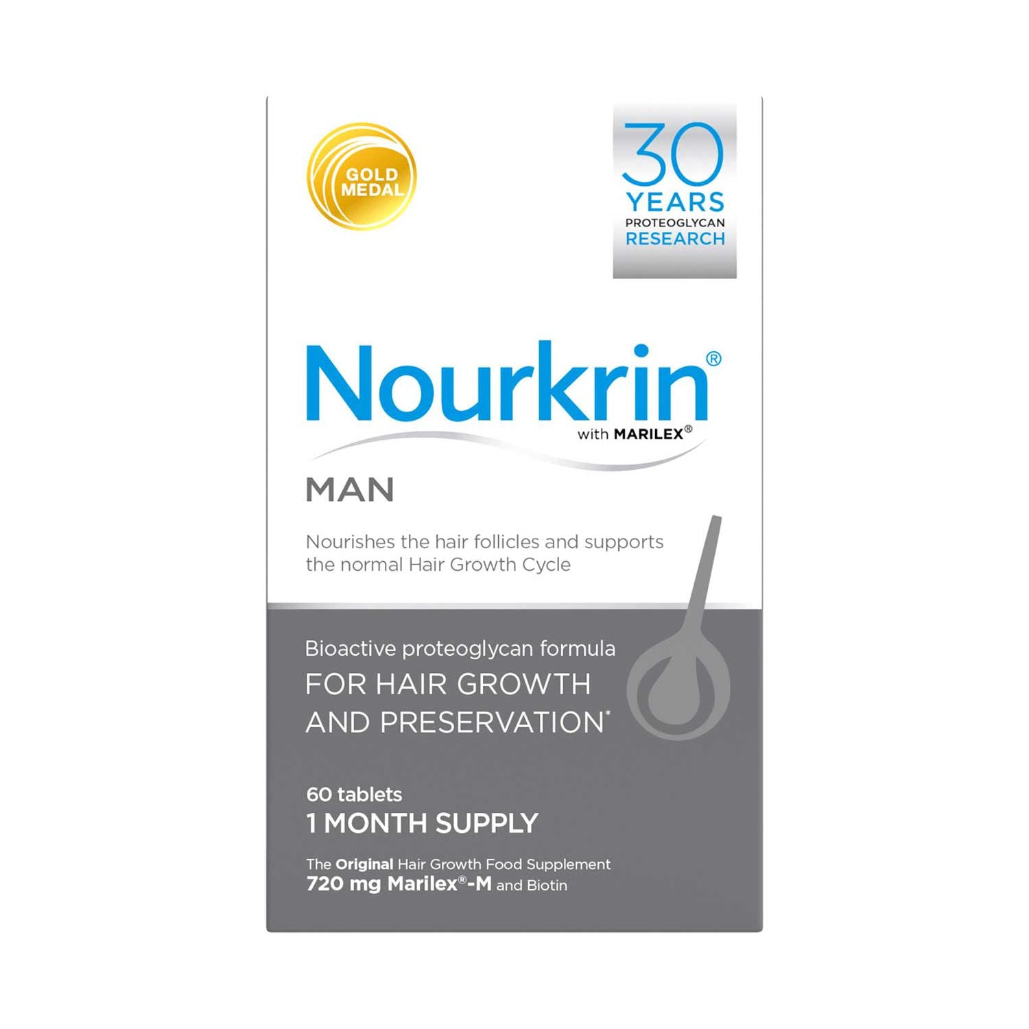 أقراص Nourkrin MAN للحفاظ على الشعر 60، مستوردة من المملكة المتحدة