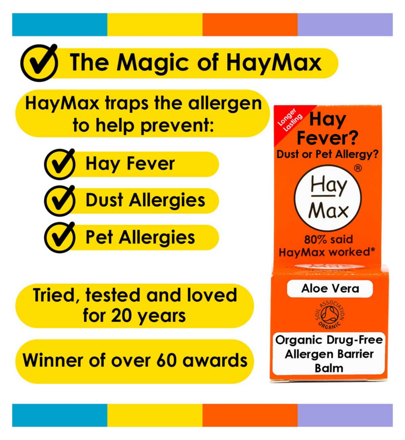 HayMax Aloe Vera organic barrier balm 5ml, imported from the UK