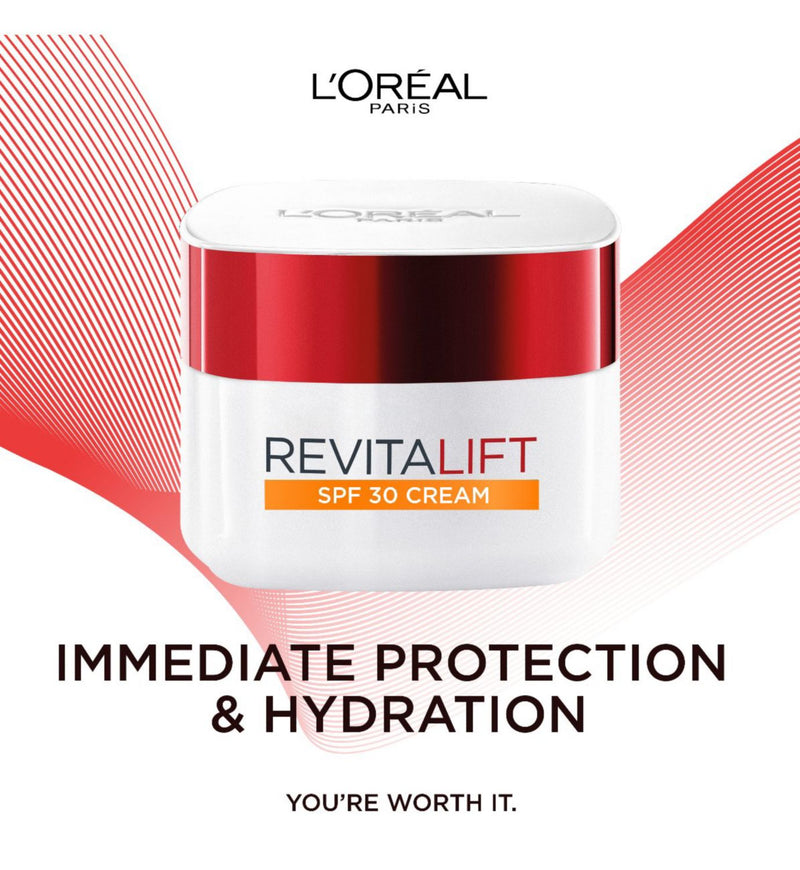 كريم النهار المرطب L'Oréal Paris Revitalift بعامل حماية 30 بسعة 50 مل (علامة تجارية بريطانية)