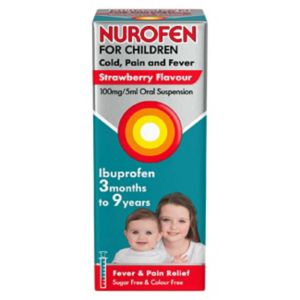 Nurofen Children Cold Pain Relief Strawberry Oral Suspension 100ml, imported from the UK