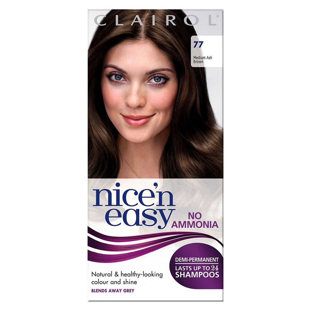 Clairol Nice'n Easy No Ammonia Semi-Permanent Hair Dye 77 Medium Ash Brown