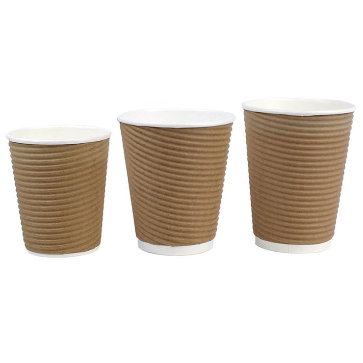 Cafe Express brown corrugated hot cups 1000 pack, imported from the UK