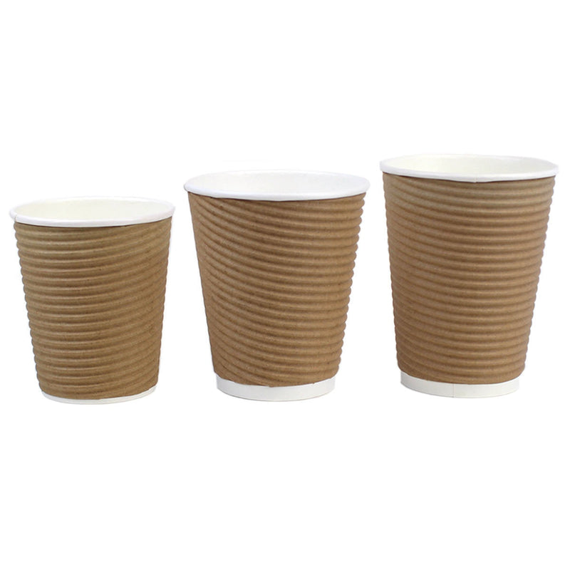 Cafe Express brown corrugated hot cups 1000 pack, imported from the UK