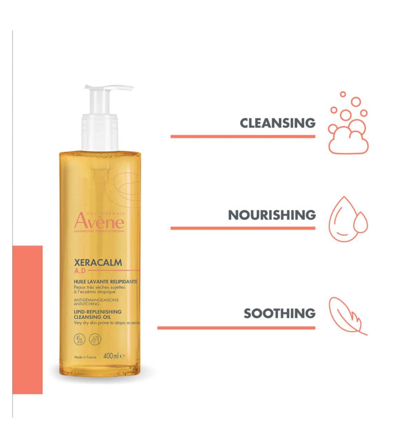 Avène XeraCalm A.D. Cleansing Oil 400ml - British product