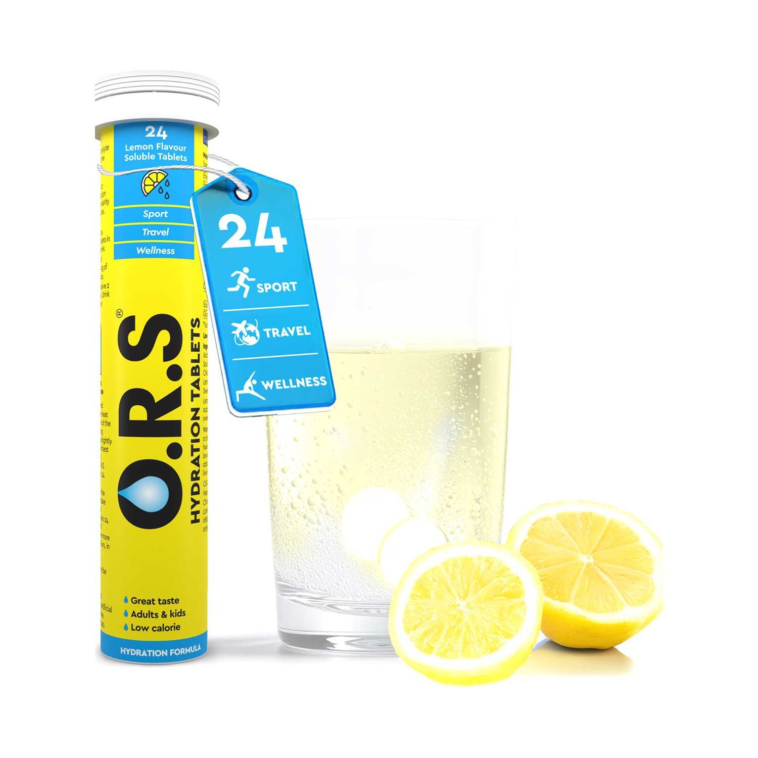 O.R.S lemon electrolyte tablets 24 tablets, imported from the UK