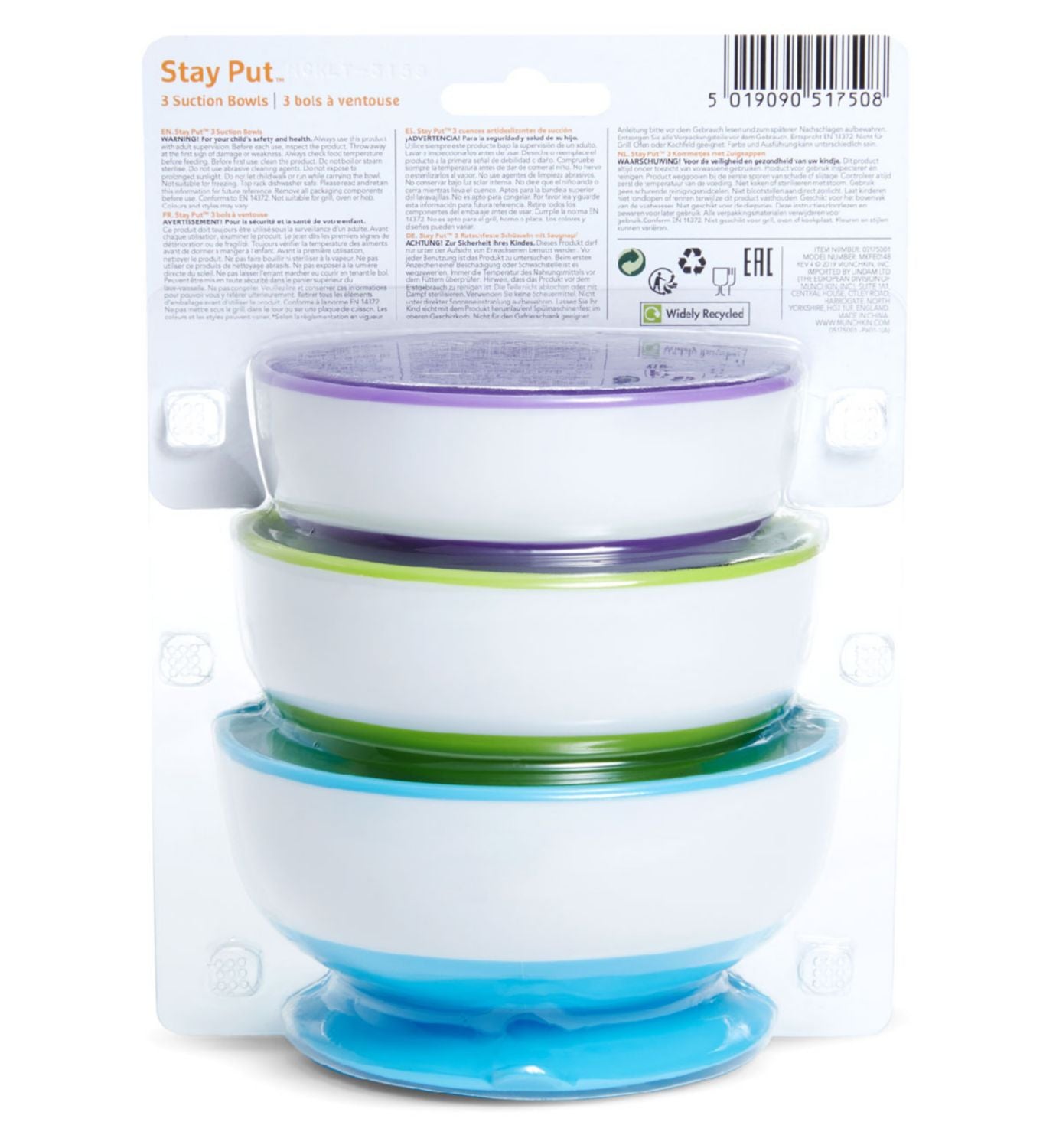 Munchkin 3 pack suction bowls for babies - British product