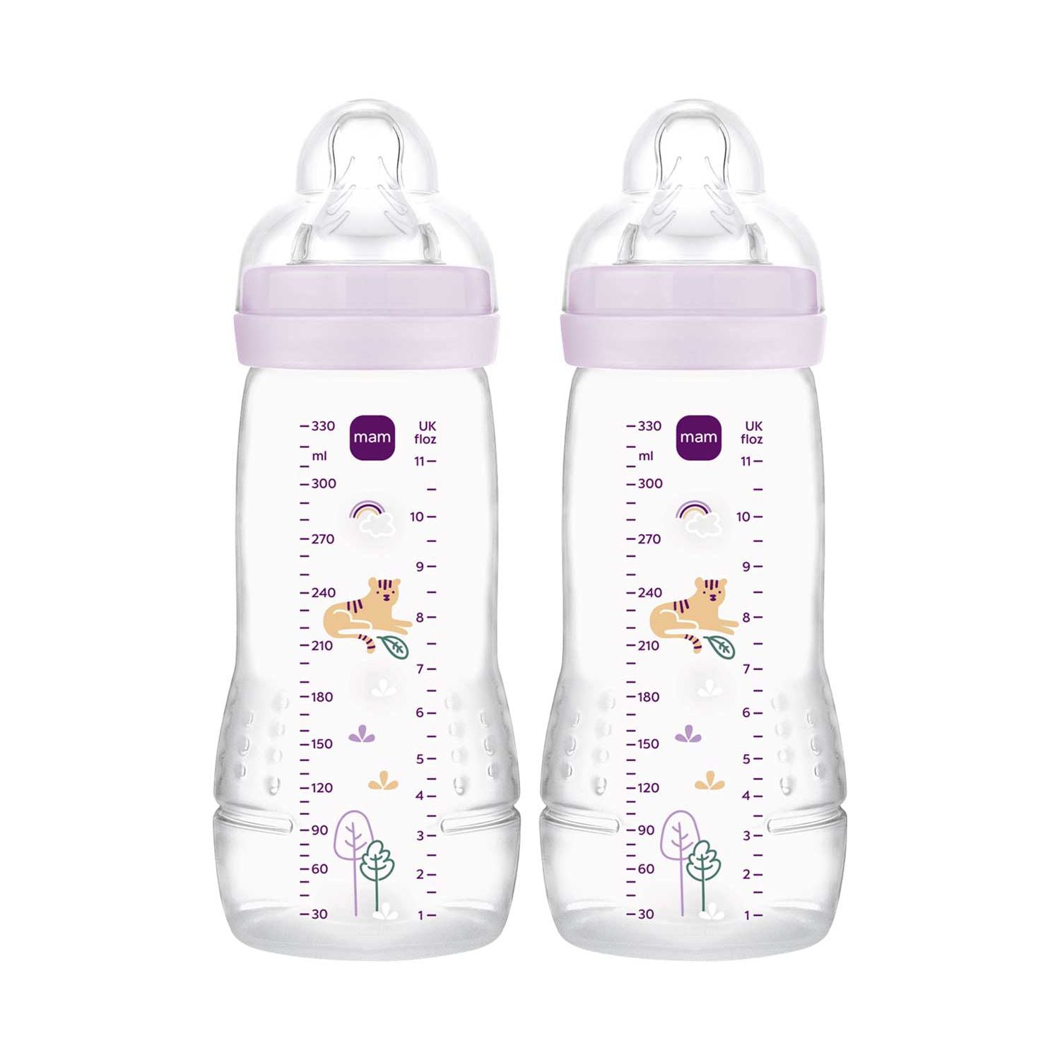 MAM Easy Active Babyflasche 330ml 2er-Pack Lila, britische Version