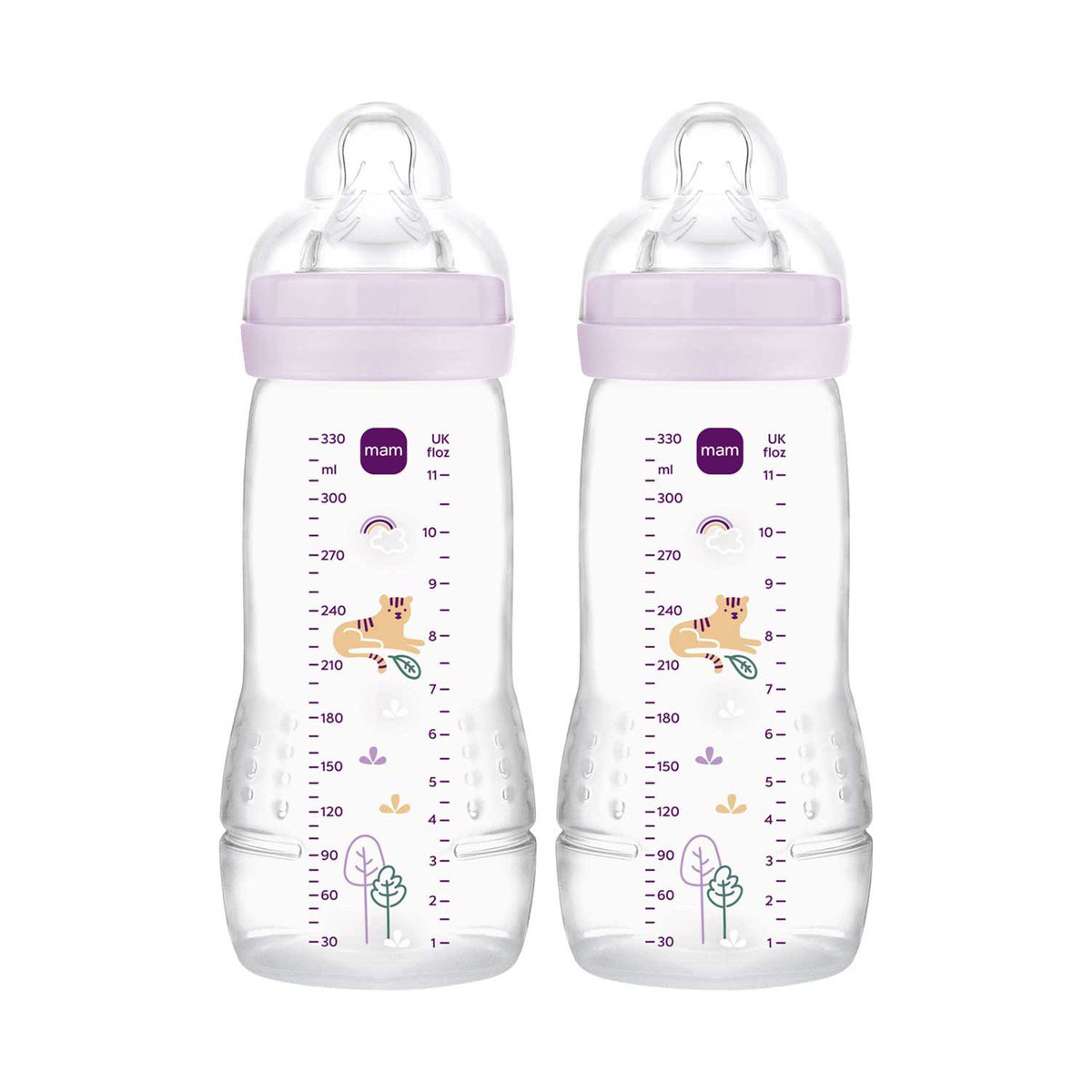 MAM Easy Active Babyflasche 330ml 2er-Pack Lila, britische Version