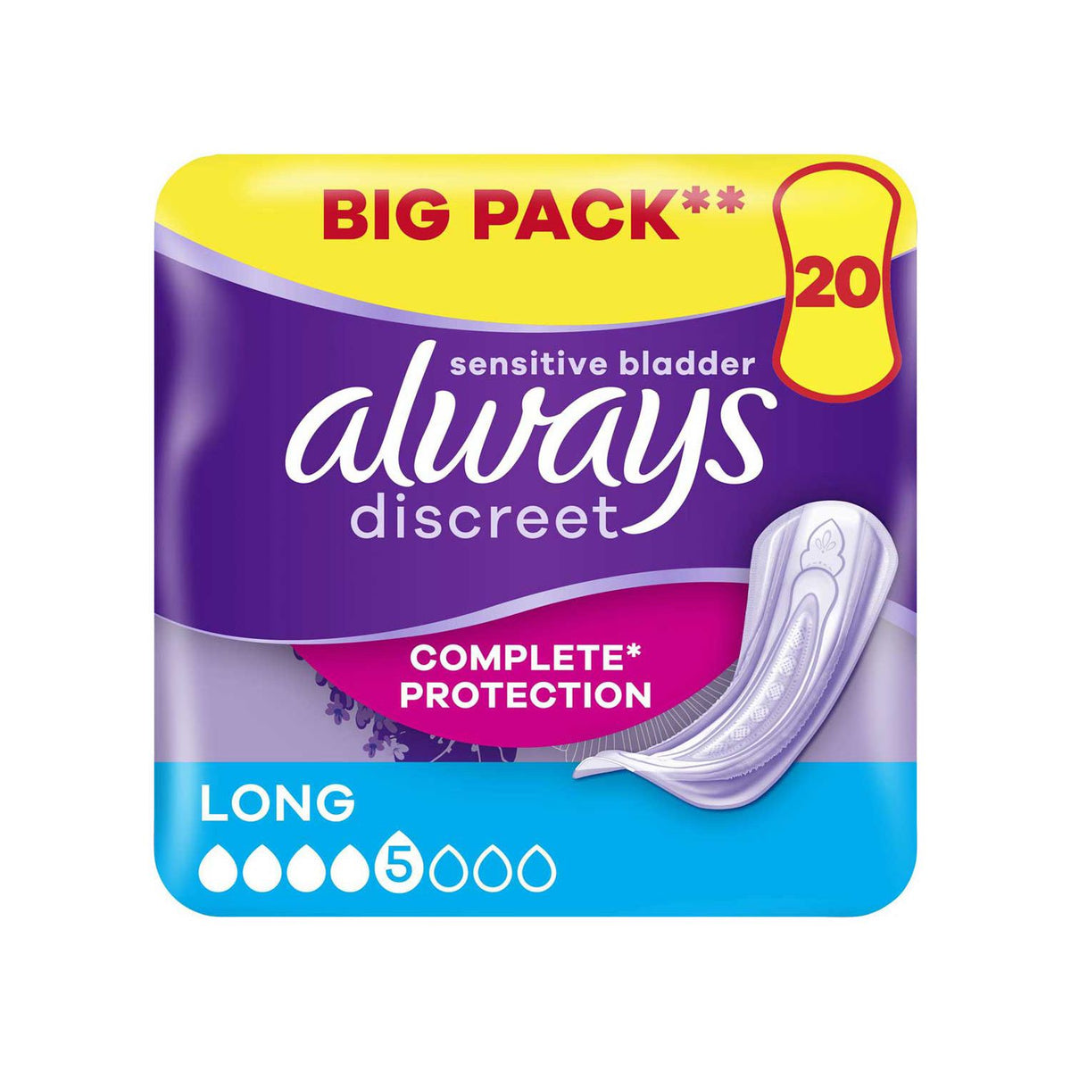 Always Discreet Inkontinenzeinlagen Plus Damen Lang x20 - Britisches Produkt