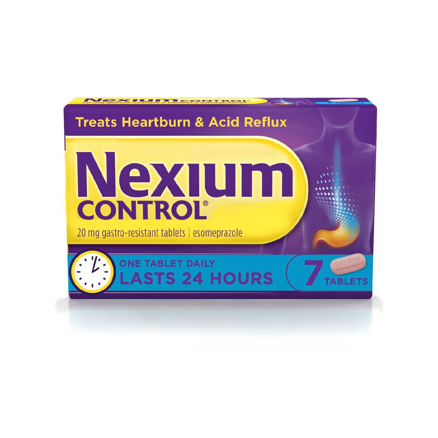 Comprimés anti-brûlures d'estomac Nexium Control 7 unités (marque britannique)