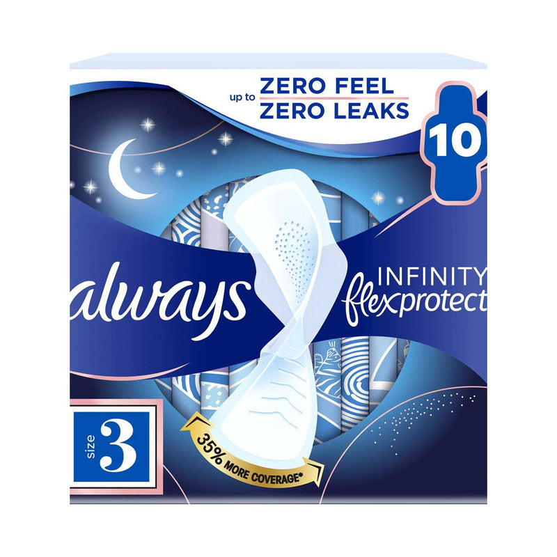 Always night sanitary towels size 3 with wings 10 pads (British brand)